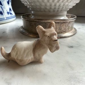 Small ceramic terrarium / house plant dog decoration